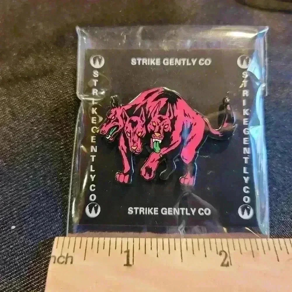 Strike Gently Cerebrus Hellhound Puppy Enamel Lapel Pin - Picture 1 of 2